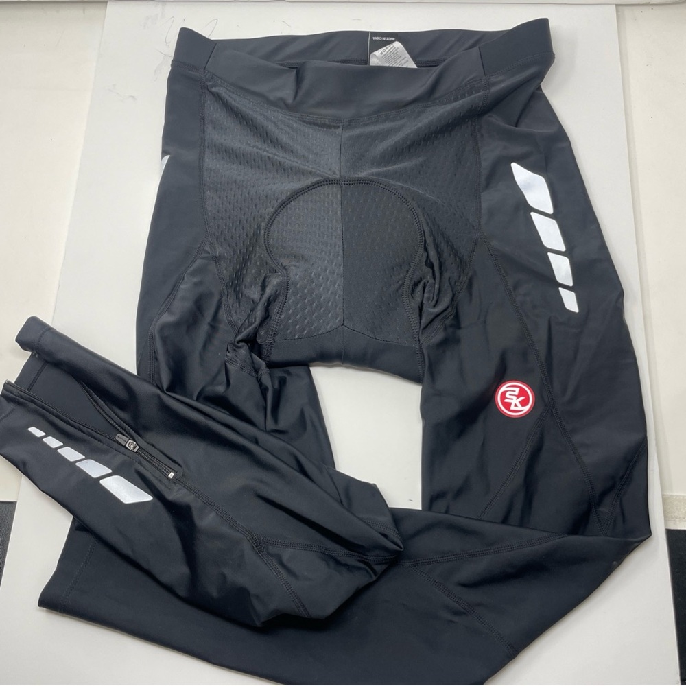Souke Sports Cycling Pants Padded Bike Tights Leggings Zip Legs Reflective XL
